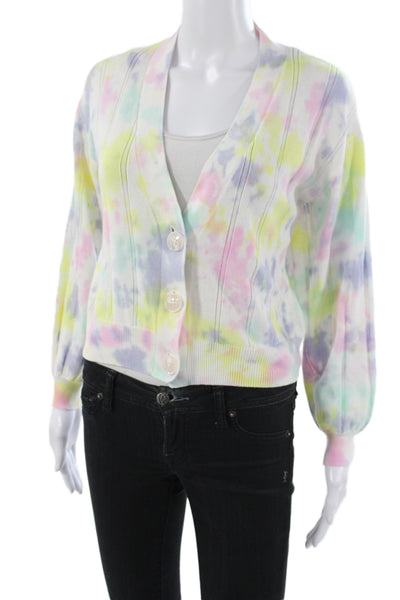 27 Miles Womens Tie Dye Multicolor V-Neck Cardigan Long Sleeve Cotton Size XS