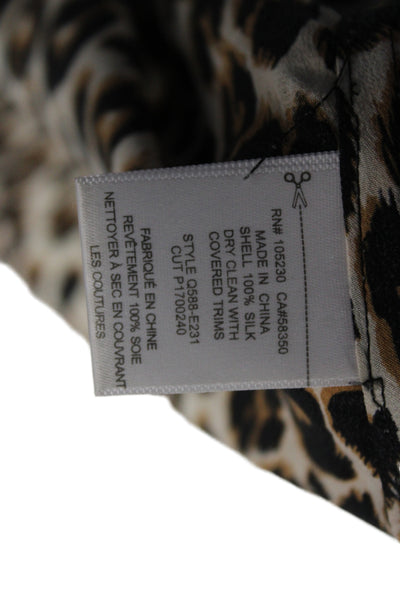 Equipment Femme Womens Silk Animal Print Collared Long Sleeve Blouse Size XS