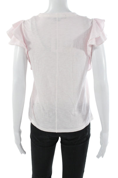 Veronica Beard Womens Jersey T-Shirt Pink Cotton Crew Neck Short Sleeve Size XS