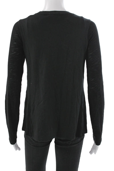 Goldie Womens Basic Black Long Sleeve Crew Neck Pima Cotton T-Shirt Size XS