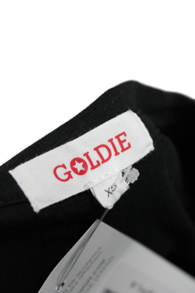 Goldie Womens Basic Black Long Sleeve Crew Neck Pima Cotton T-Shirt Size XS