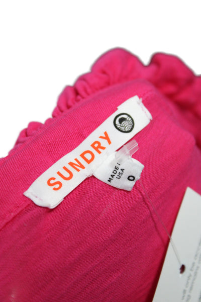Sundry Womens Pink Jersey T-Shirt Henley Button Long Sleeve Pima Cotton Size 0
