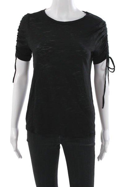 Goldie Women Black Pima Cotton Jersey T-Shirt Crew Neck Short Sleeve Size XS