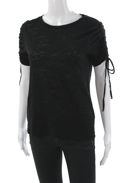Goldie Women Black Pima Cotton Jersey T-Shirt Crew Neck Short Sleeve Size XS