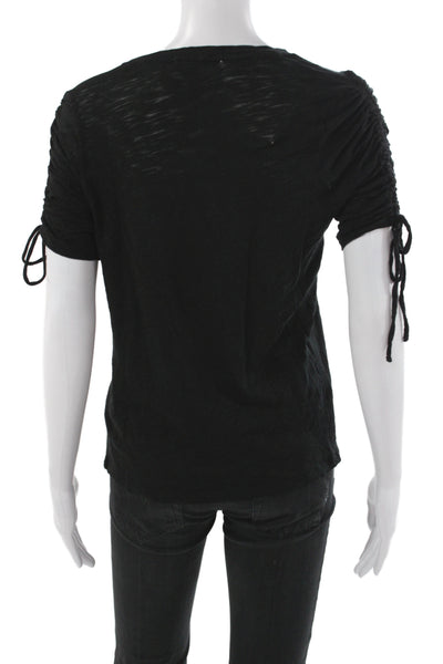 Goldie Women Black Pima Cotton Jersey T-Shirt Crew Neck Short Sleeve Size XS