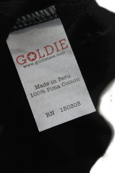 Goldie Women Black Pima Cotton Jersey T-Shirt Crew Neck Short Sleeve Size XS
