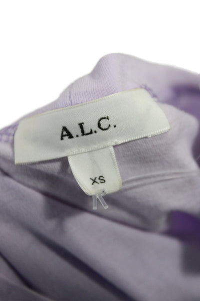 A.L.C. Womens Basic Purple Cotton Crew Neck Short Sleeve T-Shirt Size XS