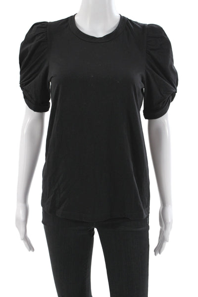 A.L.C. Womens Basic Black Cotton Crew Neck Short Sleeve T-Shirt Size XS