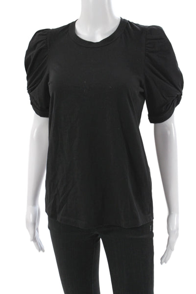 A.L.C. Womens Basic Black Cotton Crew Neck Short Sleeve T-Shirt Size XS