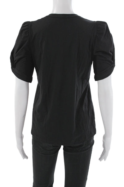 A.L.C. Womens Basic Black Cotton Crew Neck Short Sleeve T-Shirt Size XS
