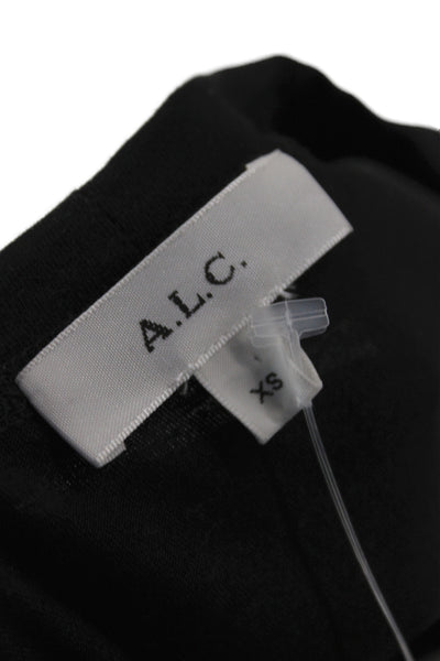 A.L.C. Womens Basic Black Cotton Crew Neck Short Sleeve T-Shirt Size XS
