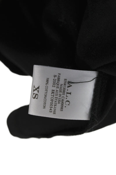 A.L.C. Womens Basic Black Cotton Crew Neck Short Sleeve T-Shirt Size XS