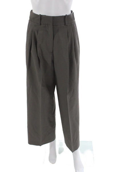 Zara Womens Brown Dress Pants Button Classic 55% Polyester Size XS