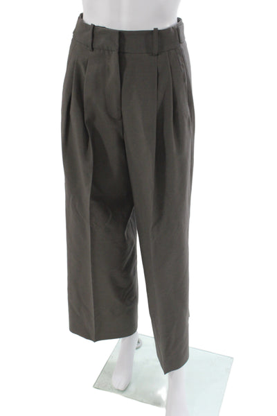 Zara Womens Brown Dress Pants Button Classic 55% Polyester Size XS