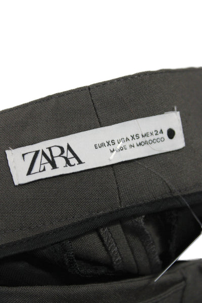 Zara Womens Brown Dress Pants Button Classic 55% Polyester Size XS