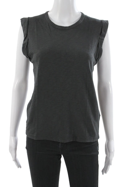 Veronica Beard Women Gray Crew Neck Short Sleeve Cotton T-Shirt Size XS