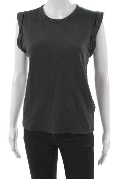 Veronica Beard Women Gray Crew Neck Short Sleeve Cotton T-Shirt Size XS