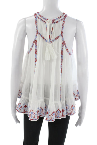 Marant Etoile Women Tunic Blouse Sleeveless White Geometric Size 34