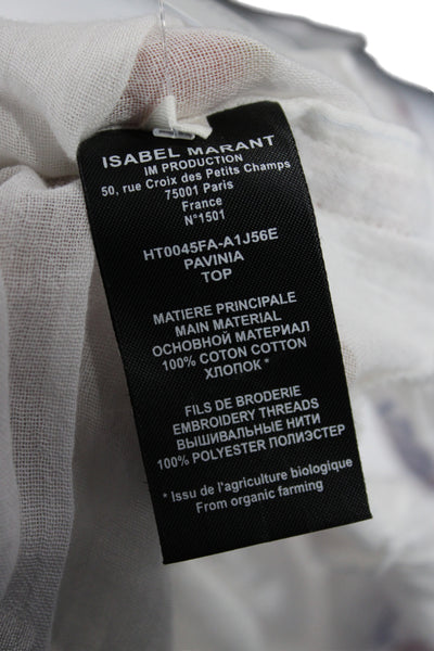 Marant Etoile Women Tunic Blouse Sleeveless White Geometric Size 34