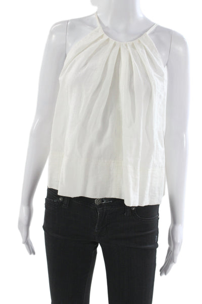 APC Women Camisole White Halter Viscose Button Sleeveless Size 0