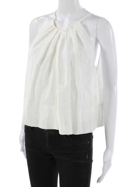 APC Women Camisole White Halter Viscose Button Sleeveless Size 0