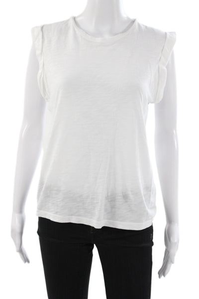 Veronica Beard Women White Pima Cotton Crew Neck T-Shirt Short Sleeve Size XS