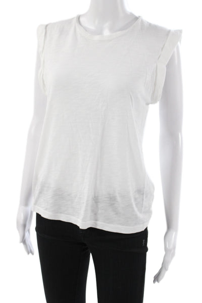 Veronica Beard Women White Pima Cotton Crew Neck T-Shirt Short Sleeve Size XS