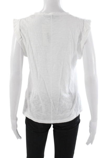 Veronica Beard Women White Pima Cotton Crew Neck T-Shirt Short Sleeve Size XS