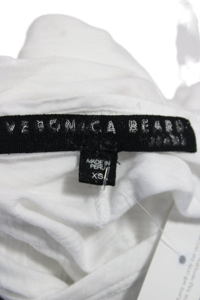 Veronica Beard Women White Pima Cotton Crew Neck T-Shirt Short Sleeve Size XS