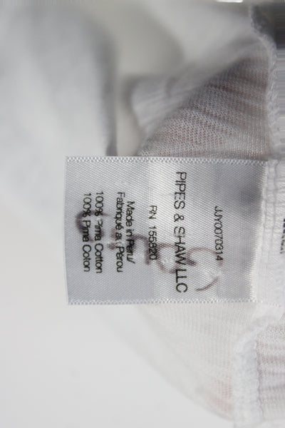 Veronica Beard Women White Pima Cotton Crew Neck T-Shirt Short Sleeve Size XS