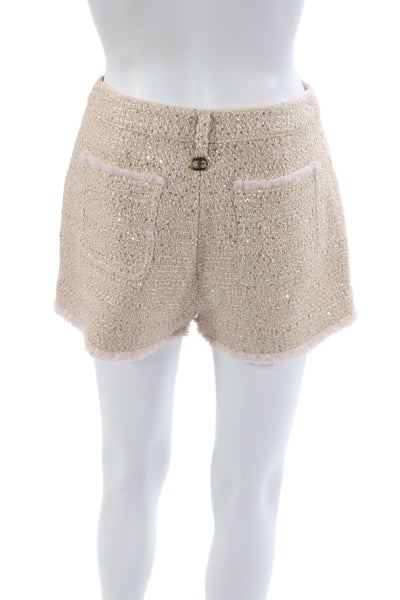 Twinset Women Beige Tweed Hot Pants Button Size S