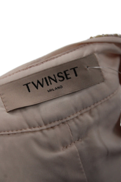 Twinset Women Beige Tweed Hot Pants Button Size S