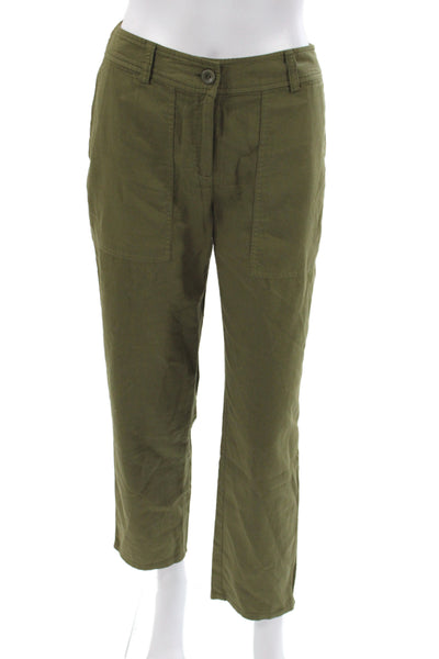 Eileen Fisher Women Chino Pants Green Organic Cotton Inseam 28 Size 4
