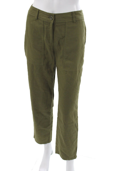 Eileen Fisher Women Chino Pants Green Organic Cotton Inseam 28 Size 4