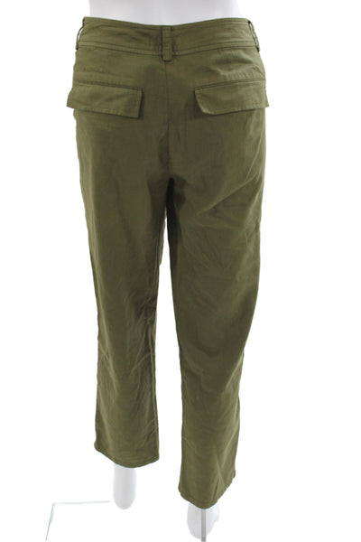 Eileen Fisher Women Chino Pants Green Organic Cotton Inseam 28 Size 4