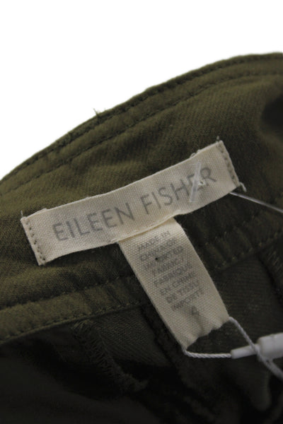 Eileen Fisher Women Chino Pants Green Organic Cotton Inseam 28 Size 4