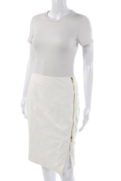 Escada Women Ivory Straight Pencil Skirt Cotton Knee Length Size 36