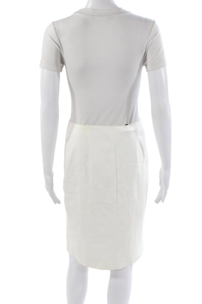 Escada Women Ivory Straight Pencil Skirt Cotton Knee Length Size 36