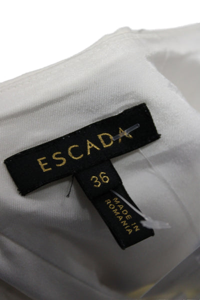 Escada Women Ivory Straight Pencil Skirt Cotton Knee Length Size 36