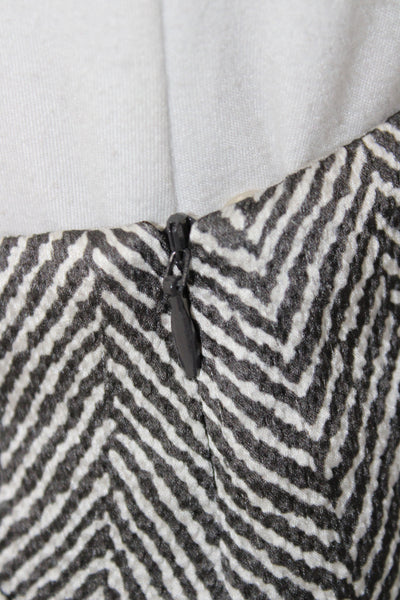 Giorgio Armani Womens Straight Pencil Herringbone Silk Knee Skirt Black Size 40