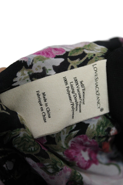 Love Shack Fancy Women Mini Floral Black Viscose Skirt Size S