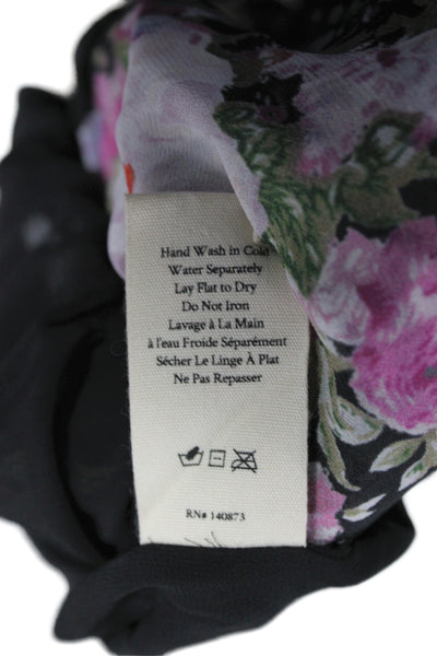 Love Shack Fancy Women Mini Floral Black Viscose Skirt Size S