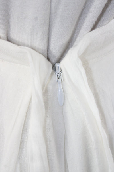Carolina K Women Peasant White Cotton Geometric Midi Skirt Zip Bohemian Size XS