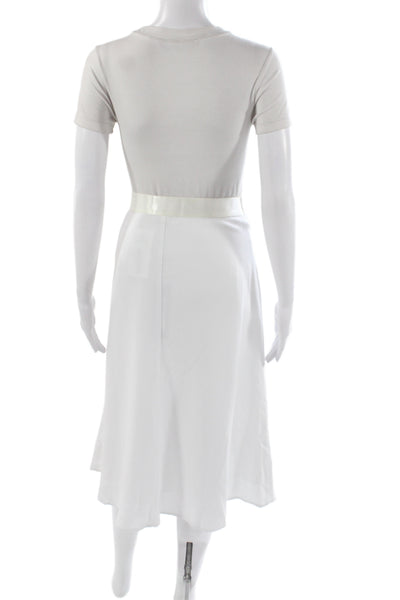 Kobi Halperin Womens A-Line Midi Skirt White Polyester Zip Size M
