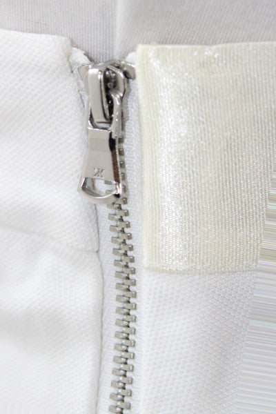 Kobi Halperin Womens A-Line Midi Skirt White Polyester Zip Size M