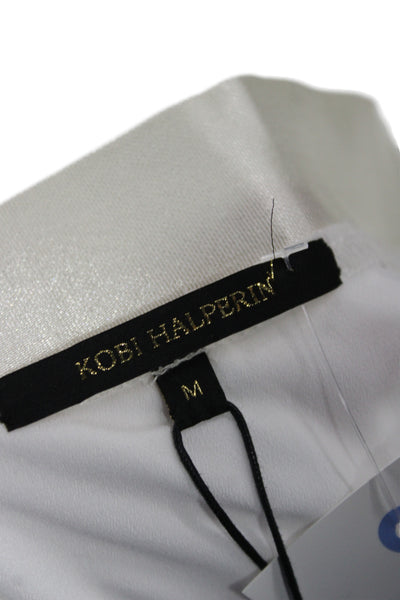 Kobi Halperin Womens A-Line Midi Skirt White Polyester Zip Size M