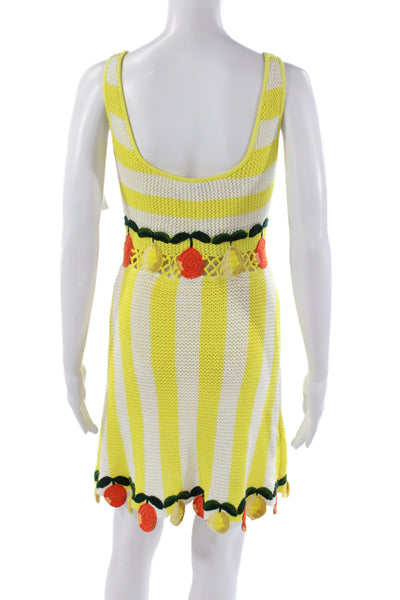 Staud Womens Yellow Striped Scoop Neck Mini Dress Sleeveless Viscose Size S