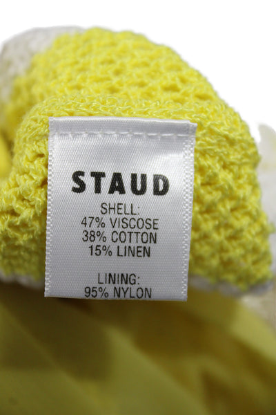Staud Womens Yellow Striped Scoop Neck Mini Dress Sleeveless Viscose Size S