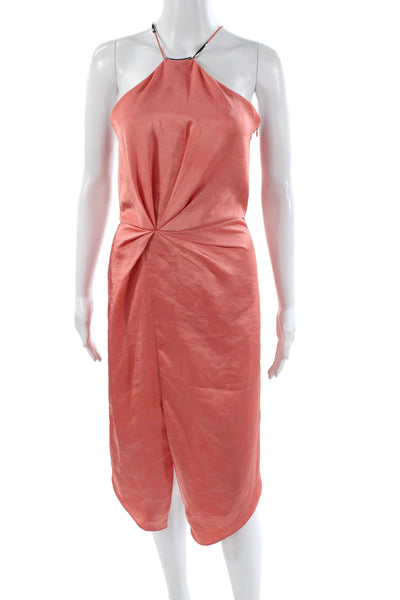 Reiss Womens Orange Halter Slip Dress Knee Length Zip Polyester Size 2