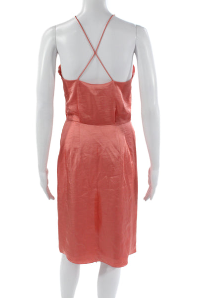 Reiss Womens Orange Halter Slip Dress Knee Length Zip Polyester Size 2
